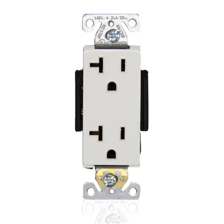 Faith Duplex Straight Blade Receptacle, 5-20R, 20 A, 125V AC, 2 Pole, 3 Wire, Flush Mount, Grounded SSRE4-WH-10